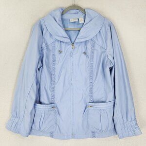 Chico's Blue Utility Jacket with Zip Front and Relaxed Fit